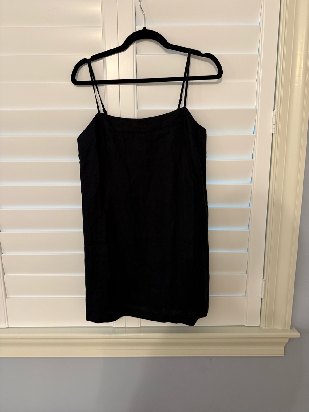Quince Black Spaghetti Strap Tank Top - Women with built in shorts